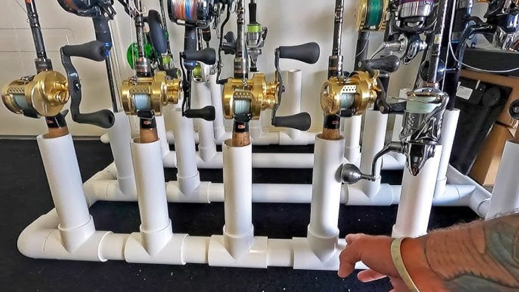 DIY Fishing Rod Holder with Storage