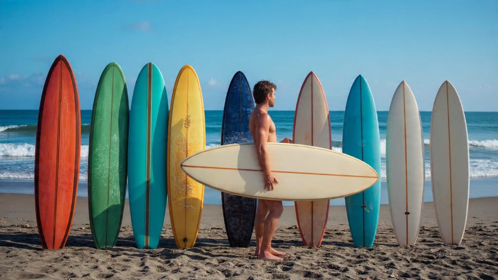 2. Surfer holding 9-foot longboard on beach demonstrating proper size relationship between rider height and board length