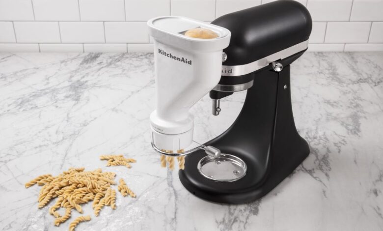 KitchenAid Pasta Press with freshly made pasta and recipe ideas