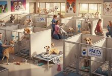 Colorado animal shelter with dogs in clean kennels meeting PACFA standards