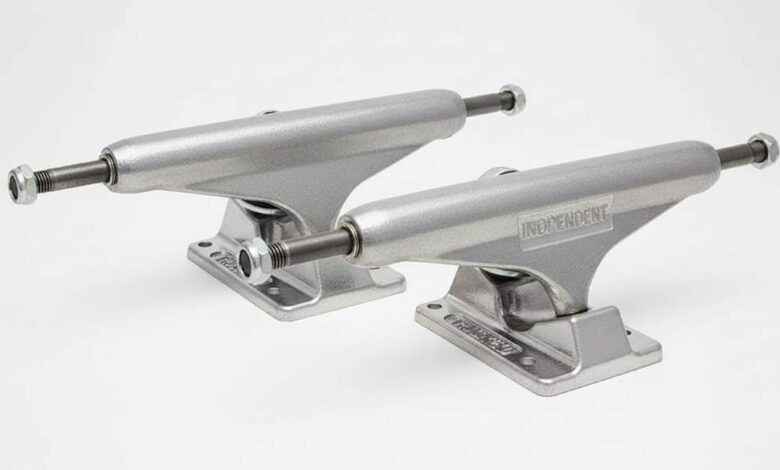 Independent Stage 11 skateboard trucks showing hanger and baseplate details