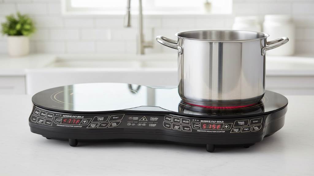 NuWave double induction burner heating a pot evenly