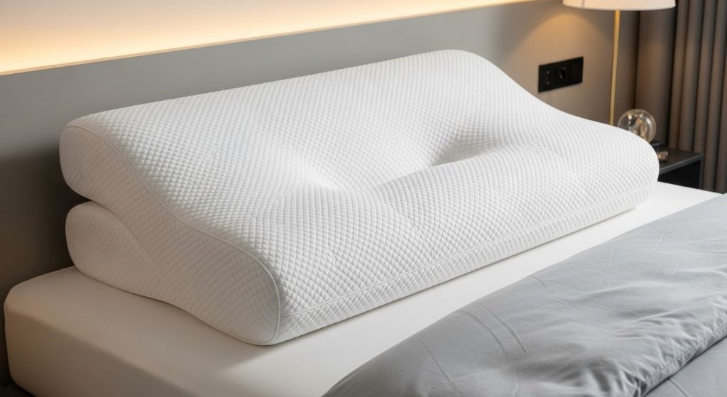 High-density foam pillow providing firm support for back sleeping position