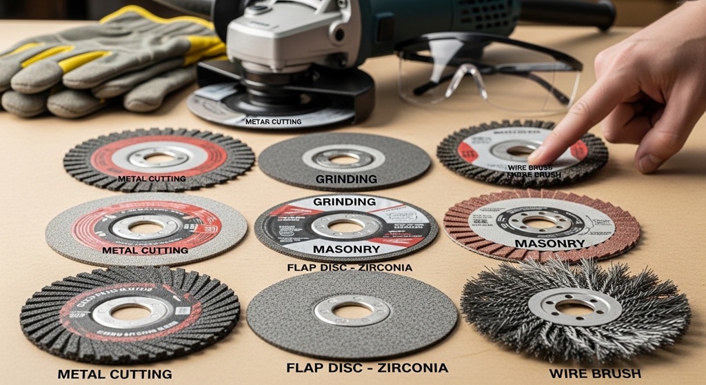 Angle grinder cutting metal with thin cutting wheel close-up