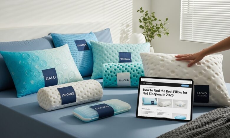 Cooling gel pillow designed for hot sleepers with breathable fabric