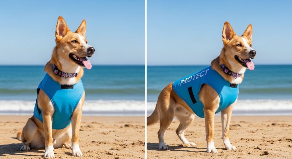 pet cooling vest providing dog heat relief in hot weather