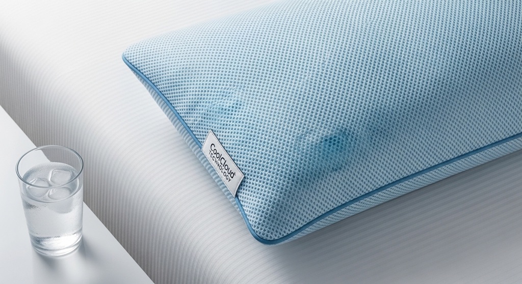 Breathable memory foam pillow with airflow holes and cooling layer