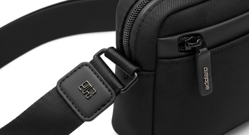 Close-up of an anti-theft crossbody bag with hidden zipper and slash-resistant strap