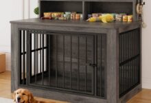 Stylish dog crate furniture blending into modern home décor