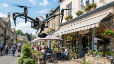 Drone providing aerial photography services for a small business