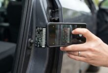Checking a vehicle identification number on a used car