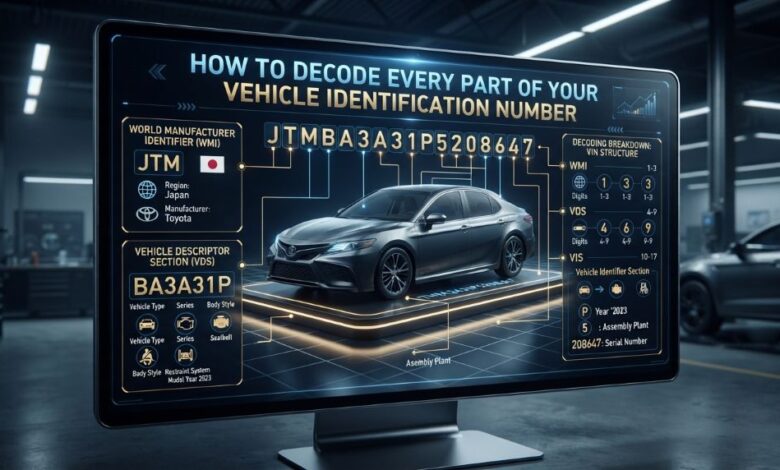 VIN decoder showing vehicle identification number details